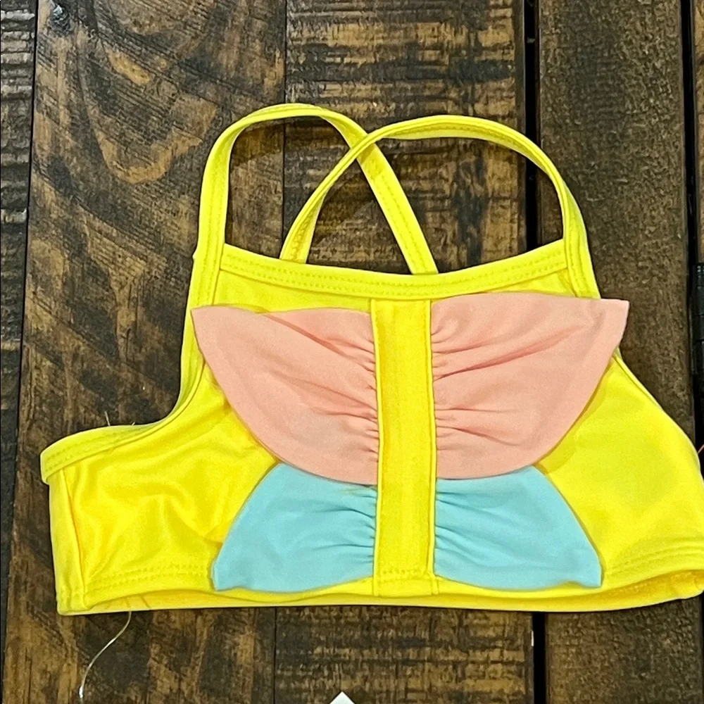 Cat & Jack Yellow Bikini with Pink and Blue Accents